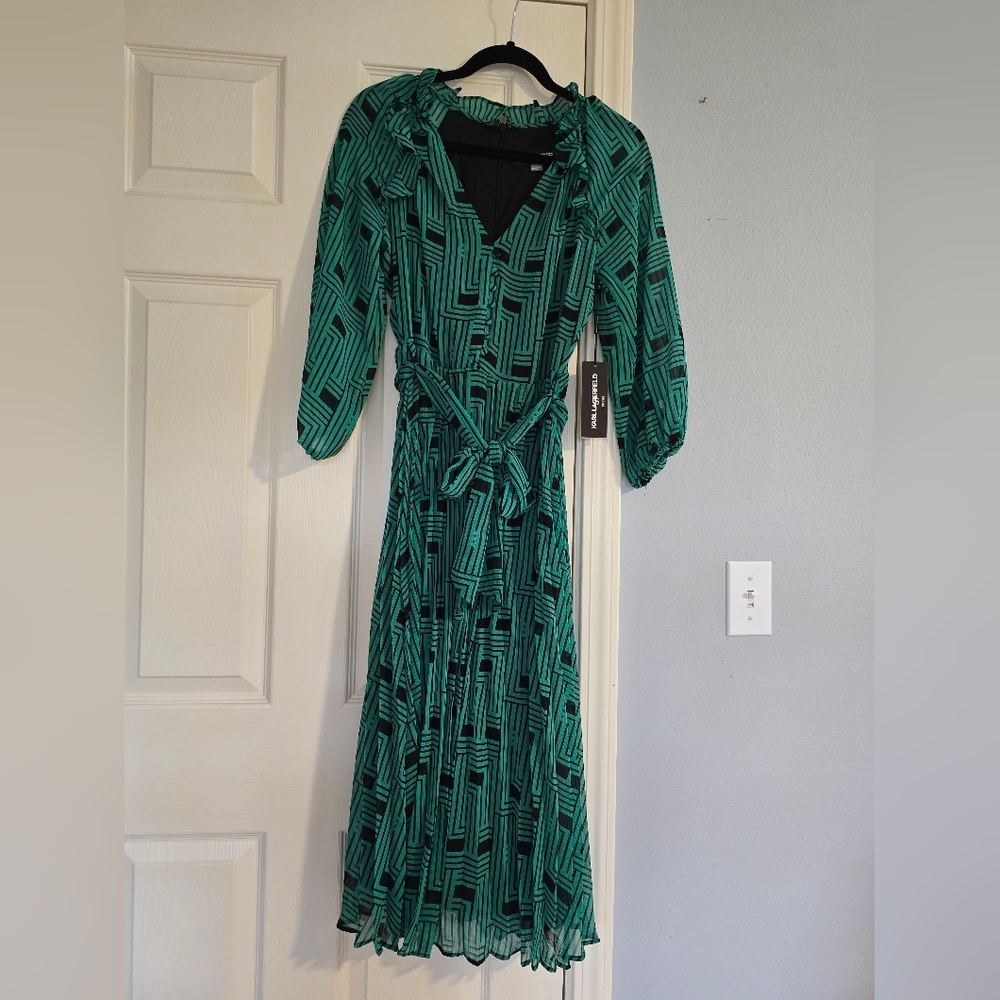 Karl Lagerfeld Black and Green Dress